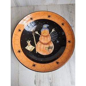 Laurie Gates snowman pumpkin 14"‎ large serving plate dish Halloween prop decor
